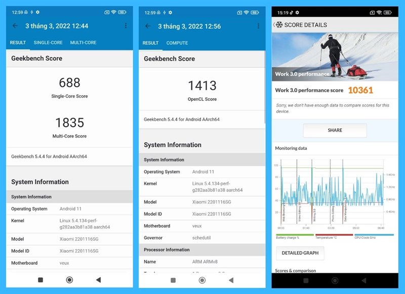 Test Geekbench và PCMark Redmi Note 11 Pro 5G