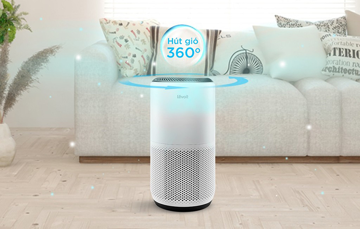 Máy lọc không khí Levoit có khả năng lọc sạch không khí theo mọi hướng nhờ cửa hút gió 360°.