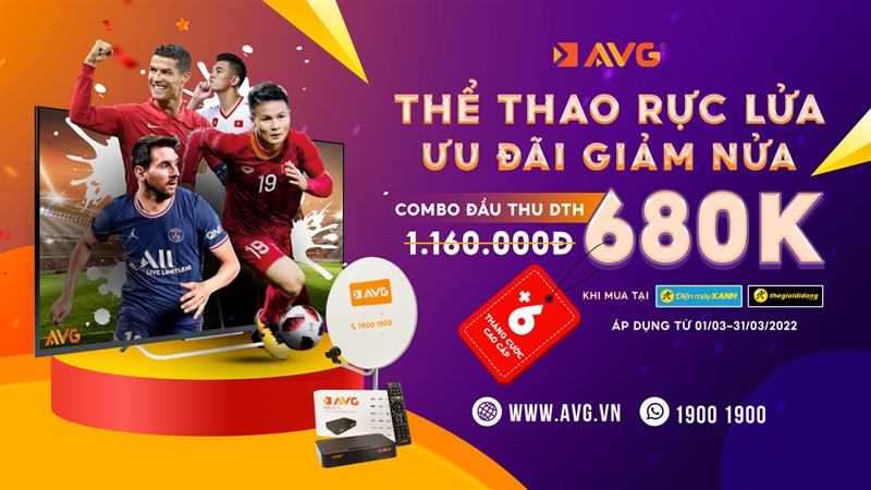 Cơ hội mua trọn bộ sản phẩm đầu thu DTH của Truyền hình AVG với mức giá cực ưu đãi