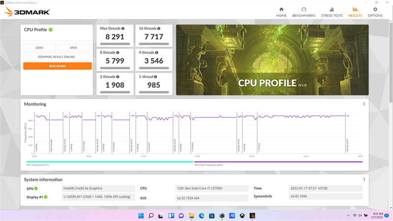 Kết quả bài test hiệu năng của Strix SCAR 15 với phần mềm 3D Mark - CPU. Nguồn: ASUS. Kết quả bài test hiệu năng của Strix SCAR 15 với phần mềm 3D Mark - CPU. Nguồn: ASUS.
