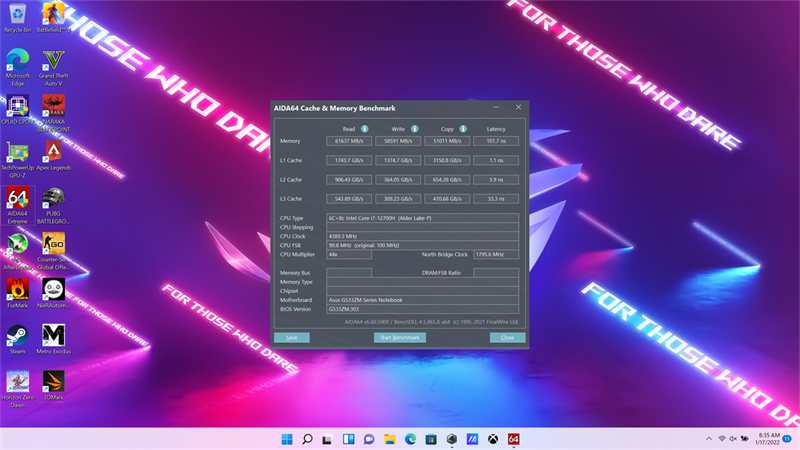Kết quả bài test hiệu năng của Strix SCAR 15 với phần mềm AIDA Cache Memory Benchmark. Nguồn: ASUS. Kết quả bài test hiệu năng của Strix SCAR 15 với phần mềm AIDA Cache Memory Benchmark. Nguồn: ASUS.