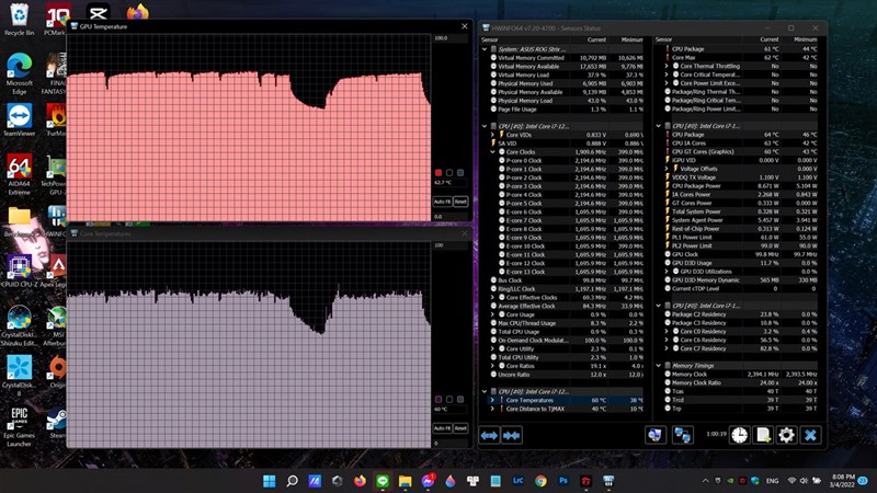 Kết quả bài test đo nhiệt độ của CPU và GPU trên Strix SCAR 15. Kết quả bài test đo nhiệt độ của CPU và GPU trên Strix SCAR 15.