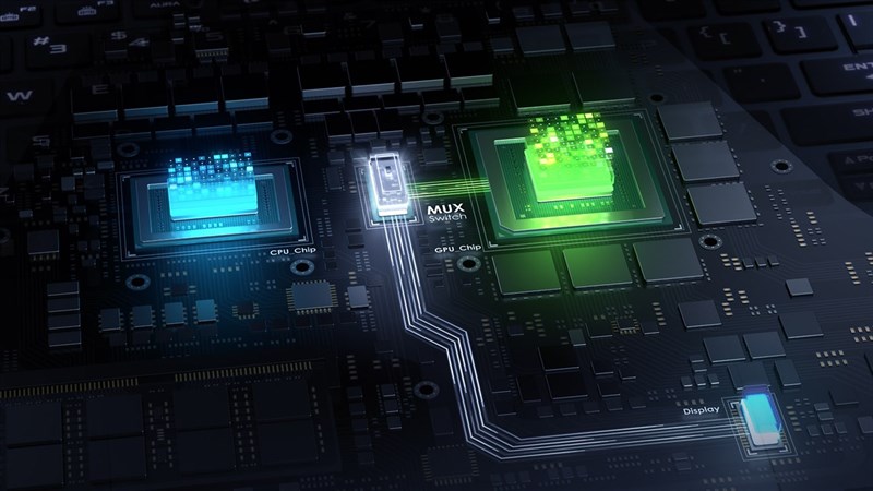 ASUS đã trang bị thêm cho những chiếc máy ROG của hãng một con chip gọi là MUX Switch. ASUS đã trang bị thêm cho những chiếc máy ROG của hãng một con chip gọi là MUX Switch.