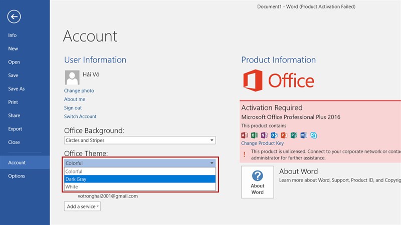Hướng dẫn cách bật chế độ nền tối trong Word