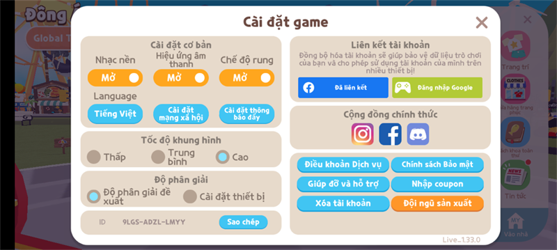 Thiết lập đồ hoạ tựa game Play Together trên Realme C35.