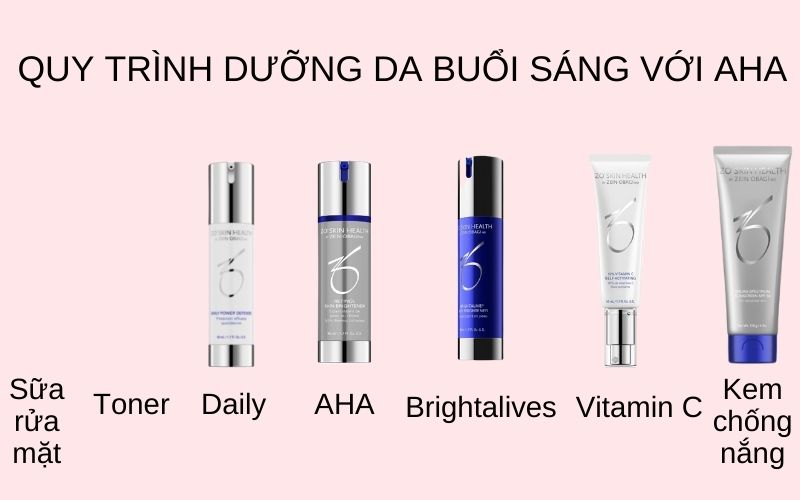 Quy trình dưỡng da buổi sáng với sản phẩm tẩy da chết AHA của ZO Skin