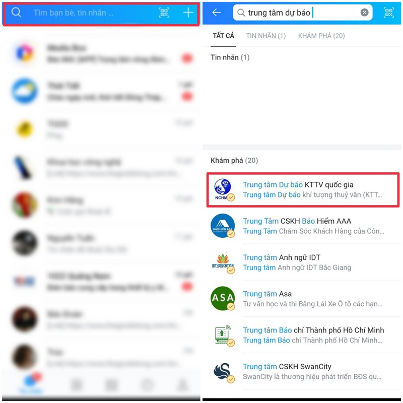 Cách theo dõi thông tin thiên tai bằng Zalo