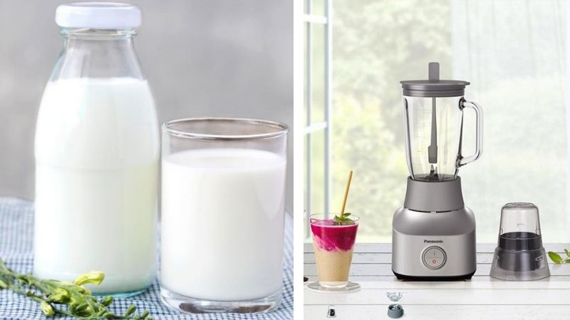 Sữa và máy xay sinh tố
