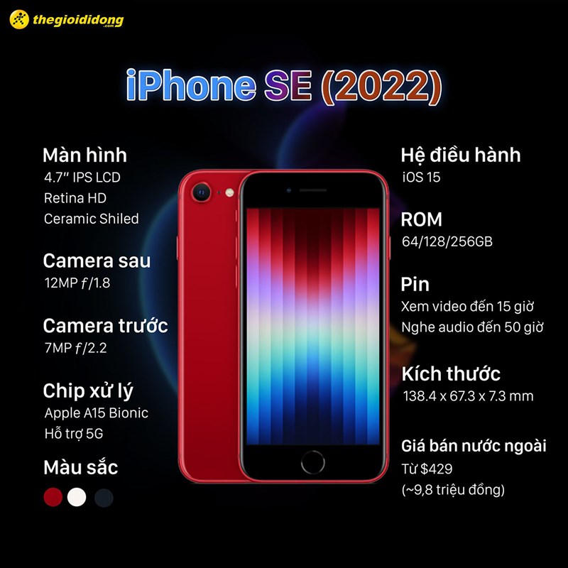 iPhone SE 2022 ra mắt: Chip A15 Bionic, kết nối 5G, camera cải tiến