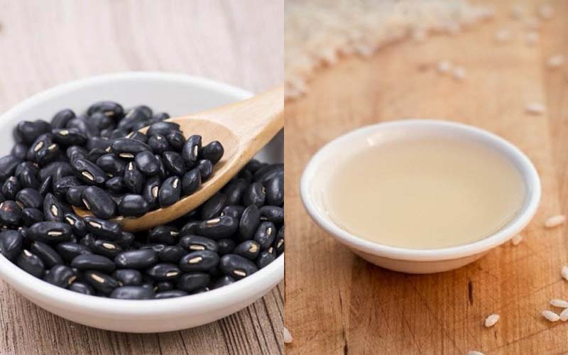 Ingredients for black beans soaked in vinegar