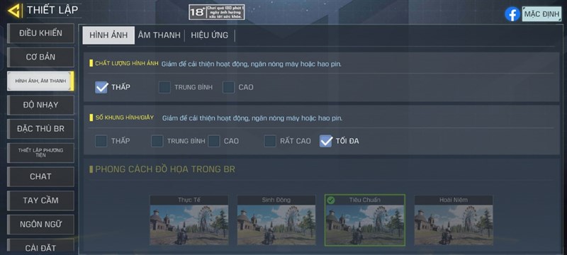 Thiết lập đồ hoạ tựa game Call of Duty trên Realme 9 Pro+. 