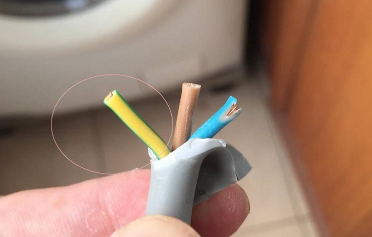 Phích cắm hoặc dây dẫn điện bị hỏng làm máy giặt không vào điện
