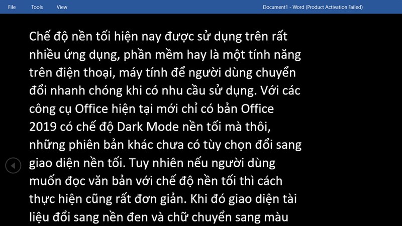 Hướng dẫn cách mở văn bản Word nền đen