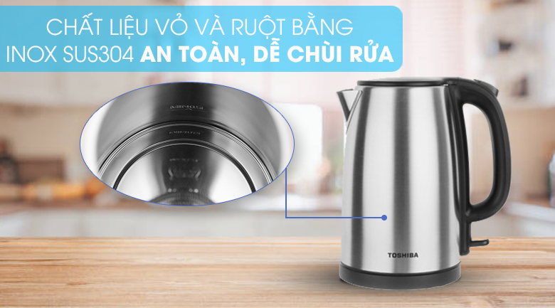 Nên chọn ấm siêu tốc inox hay ấm siêu tốc thủy tinh. Loại nào tốt? > Ấm đun siêu tốc inox dễ vệ sinh và an toàn