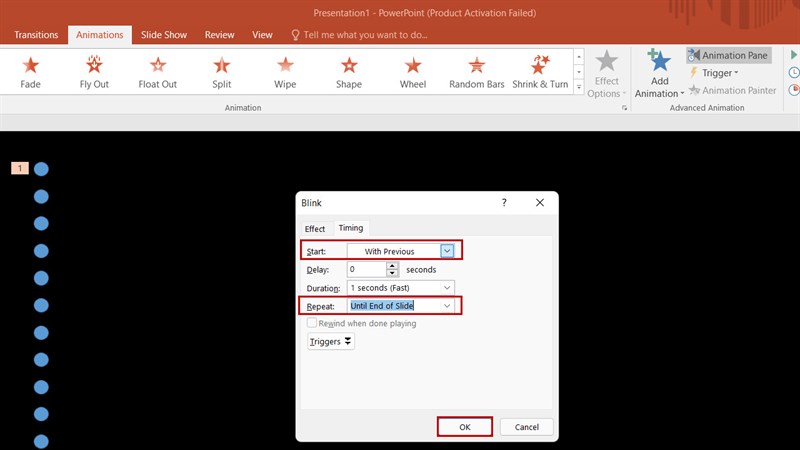 Hướng dẫn cách tạo hiệu ứng đèn led nhấp nháy trong PowerPoint