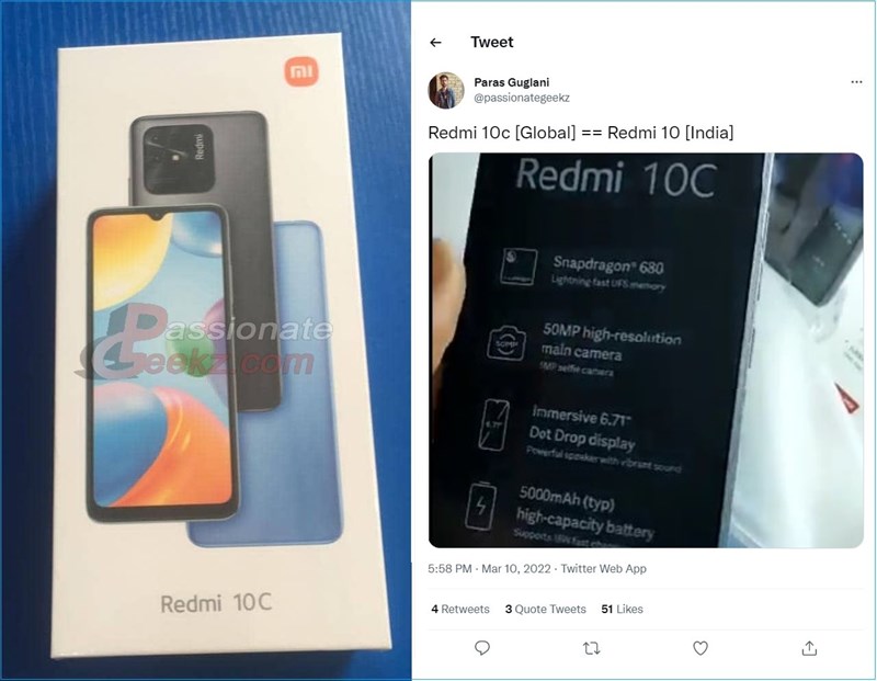 Redmi 10C sẽ được ra mắt trên thị trường toàn cầu với tên gọi Redmi 10 2022