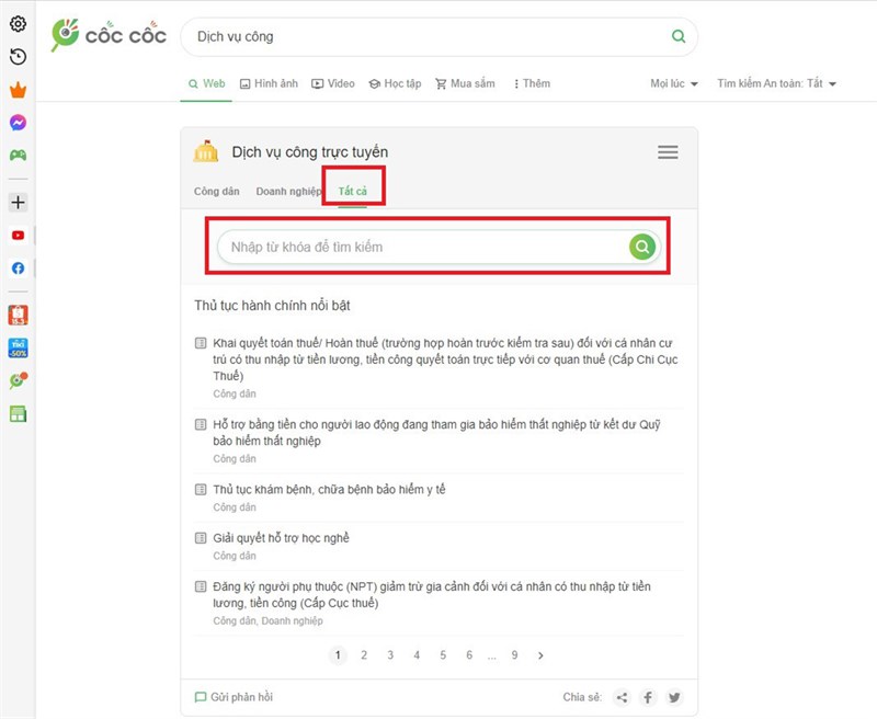 Cách sử dụng tính năng Chính phủ điện tử trên Cốc Cốc Cách sử dụng tính năng Chính phủ điện tử trên Cốc Cốc