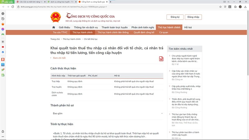 Cách sử dụng tính năng Chính phủ điện tử trên Cốc Cốc Cách sử dụng tính năng Chính phủ điện tử trên Cốc Cốc