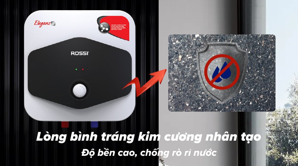 Máy nước nóng Rossi của nước nào? Có tốt không? > Lòng bình tráng men Nano bạc hoặc kim cương nhân tạo