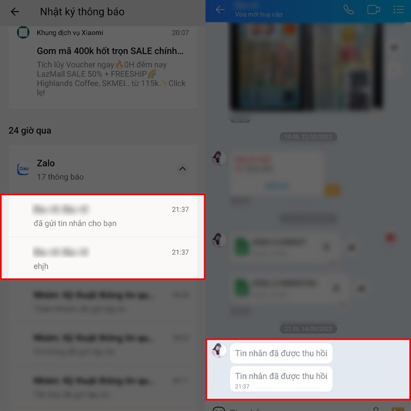Cách xem tin nhắn đã thu hồi trên Zalo bằng điện thoại Xiaomi