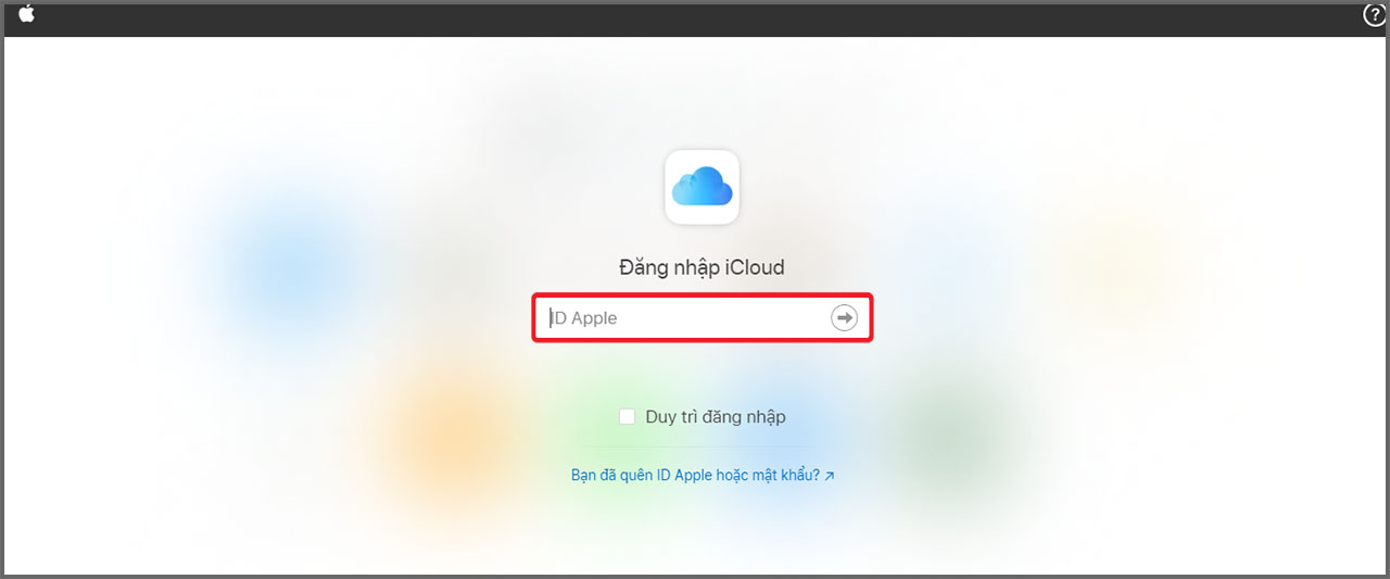 Đăng nhập vào trang web iCloud