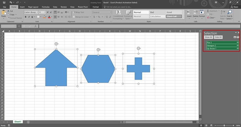 Cách chọn nhanh nhiều hình dạng hoặc các mục trong Excel