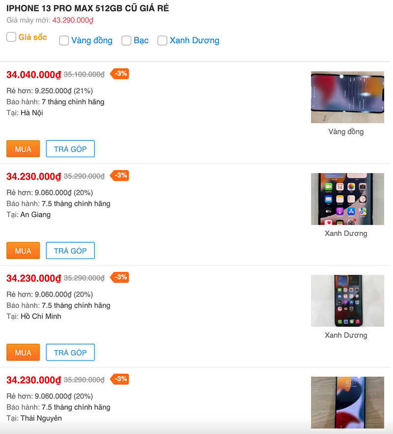 Giá iPhone 13 Pro Max cũ hiện tại Giá iPhone 13 Pro Max cũ hiện tại