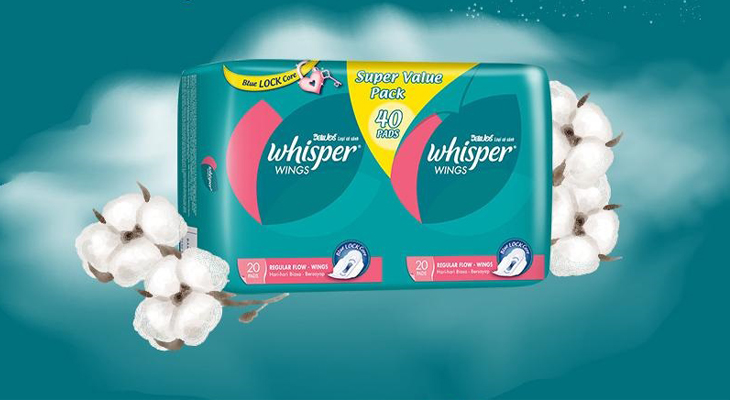 Băng vệ sinh Whisper sở hữu bề mặt bông mềm mịn, tạo sự dễ chịu cho chị em khi sử dụng.