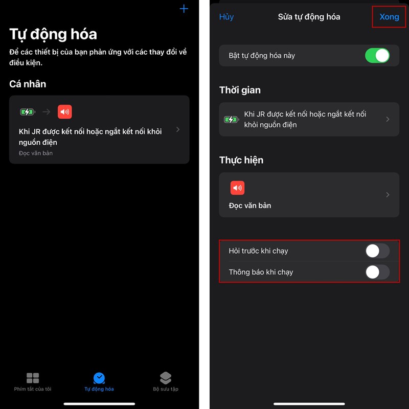 cách tắt thông báo tự động hóa khi chạy trên iOS 15.4