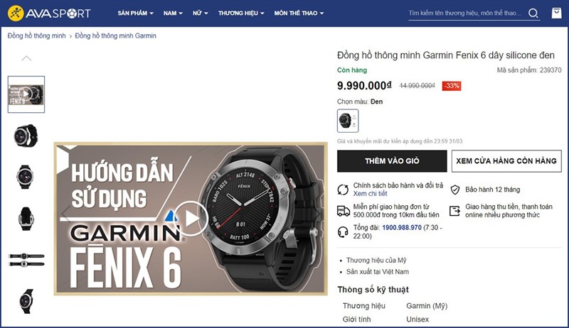 Garmin Fenix 6 giảm 33% Garmin Fenix 6 giảm 33%