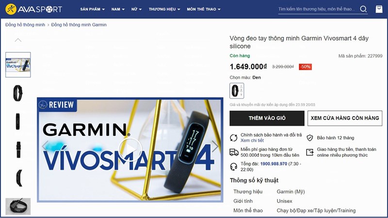 Garmin Vivosmart 4 giảm 50% Garmin Vivosmart 4 giảm 50%