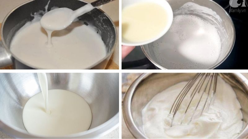 Trộn hỗn hợp nước cốt dừa và whipping cream