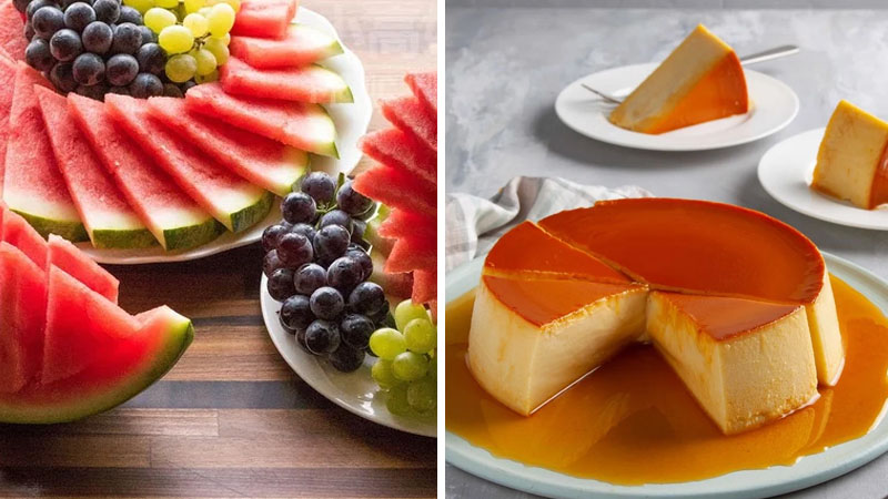 Fruits, flan