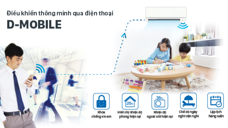 Điều khiển thông minh qua điện thoại - D-Mobile (tùy chọn)