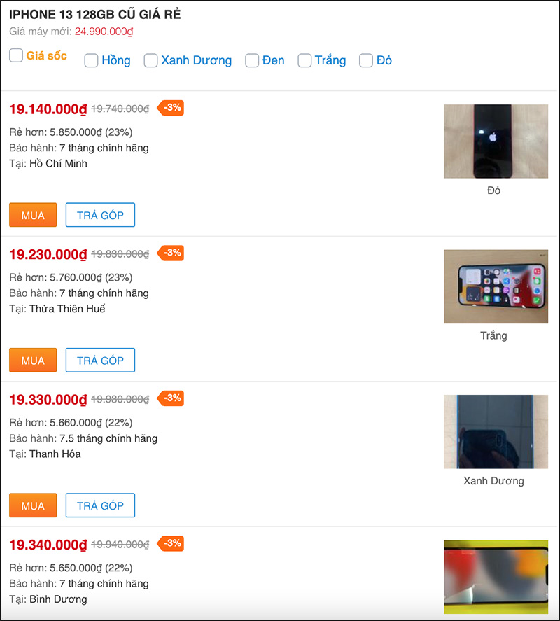 giá iPhone 13 cũ hiện tại giá iPhone 13 cũ hiện tại