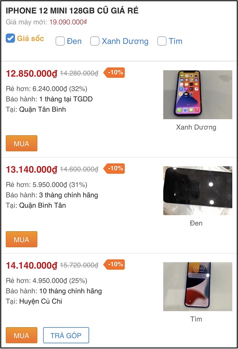 iPhone 12 và iPhone 12 mini cũ  giá HOT quá trời còn giảm sốc đến 20%