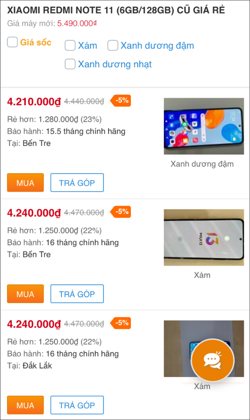 Xiaomi Redmi Note 11 (6GB/128GB) cũ