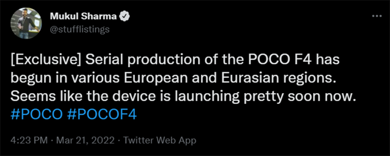 POCO F4 đã bắt đầu được sản xuất hàng loạt, fan POCO gom lúa là vừa!