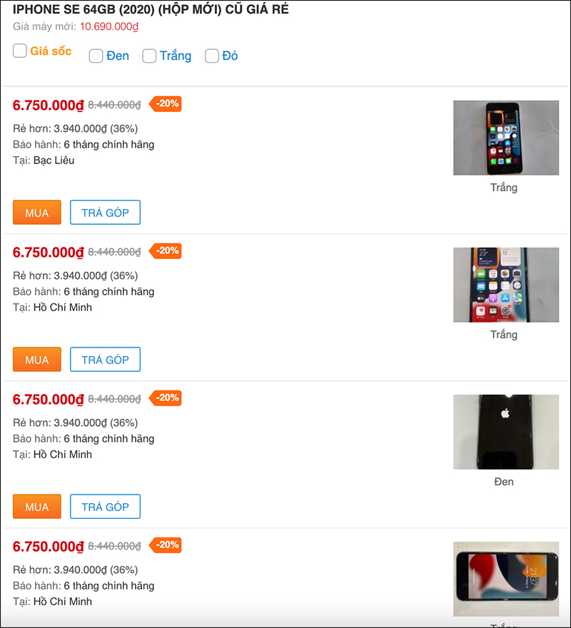 iPhone SE 2020 cũ giá bao nhiêu?