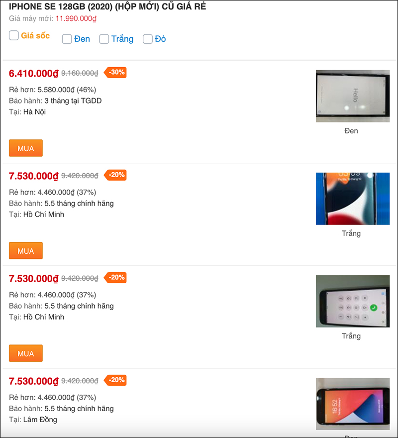 iPhone SE 2020 cũ giá bao nhiêu?