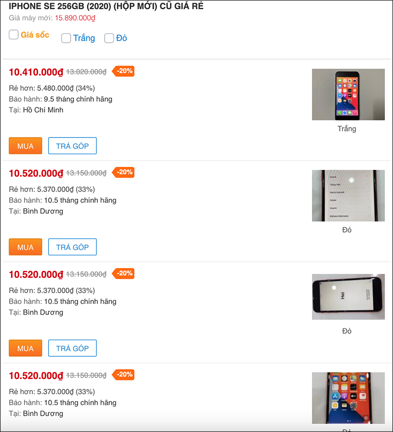 iPhone SE 2020 cũ giá bao nhiêu?