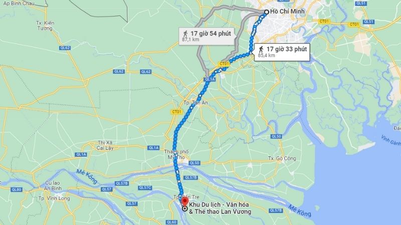Đường đi tới khu du lịch Lan Vương bằng xe máy