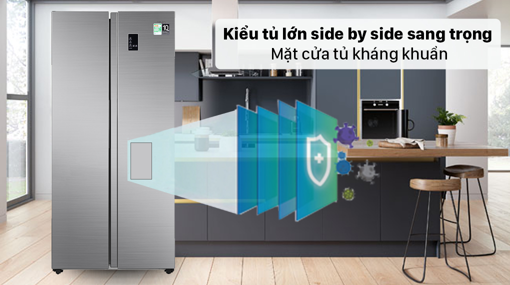 Tủ lạnh Aqua Inverter 541 lít Side By Side AQR-S541XA(BL) thuộc kiểu tủ lạnh side by side đáp ứng cho nhu cầu lưu trữ thực phẩm nhiều