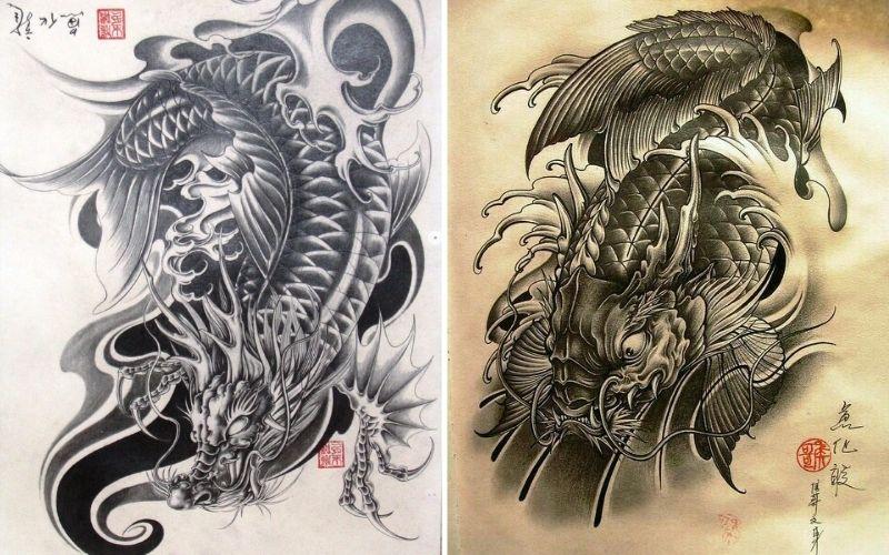Bản sketch cá chép ngậm  Tattoo Gà Xăm Nghệ Thuật Gò Vấp  Facebook