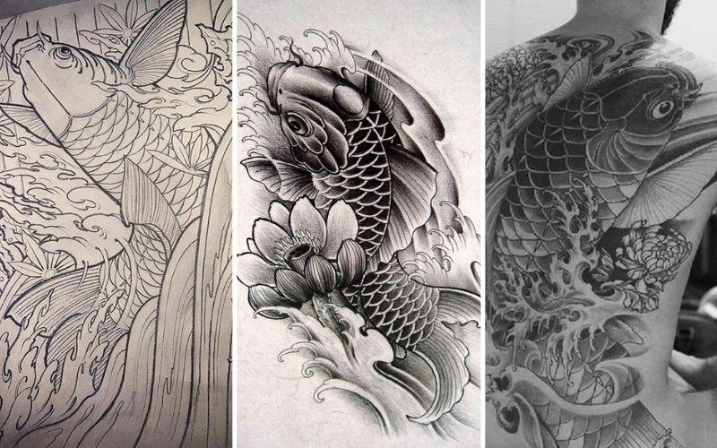 Khung xăm cá chép | Dragon koi tattoo design, Koi dragon tattoo, Koi tattoo  design