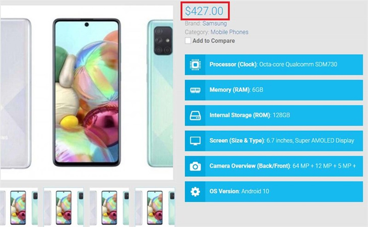 Mức giá rò rỉ của Galaxy M53 trên Techyloud
