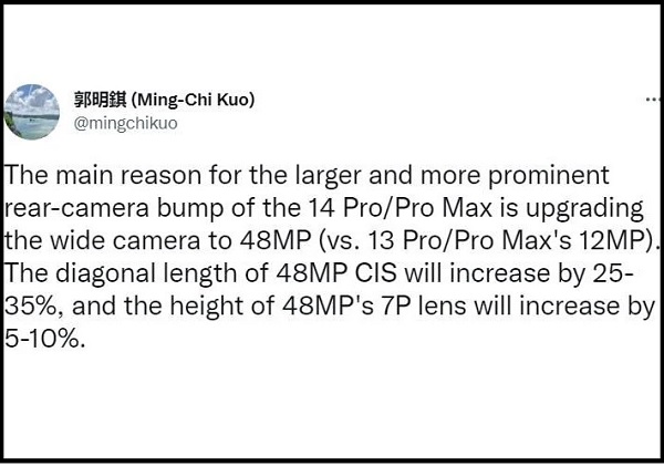 Ông Ming-Chi Kuo chia sẻ lý do camera iPhone 14 Pro có kích thước siêu to.