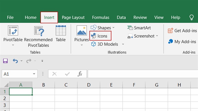 Cách chèn icons, biểu tượng vào Excel