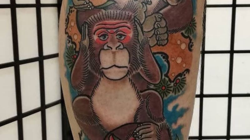 Tattoo khỉ có màu cực kỳ sống động