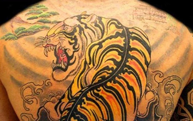 Hὶnh xǎm con hổ màu vàng